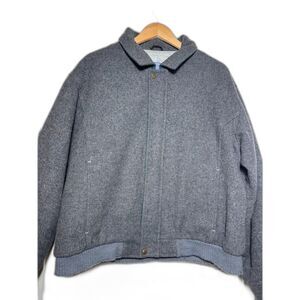 Pendleton Wool Bomber Jacket Coat size Large Gray Thinsulate Vintage Teal Accent